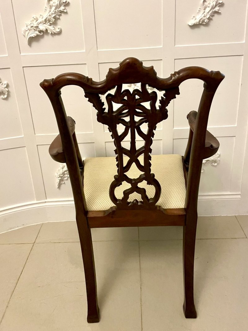Outstanding Quality Antique Victorian Carved Mahogany Desk Chair - Image 3